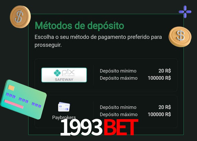 O cassino 1993Bet oferece uma grande variedade de métodos de pagamento